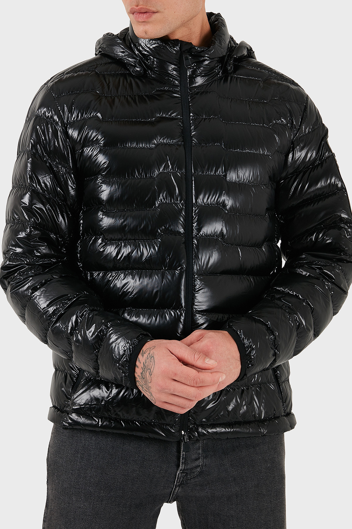 باس پالتو مردانه پفی براق، کلاه دار، ضد آب، سایز معمولی، کد ۵۰۵۴۸۷۹۰ ۰۰۱