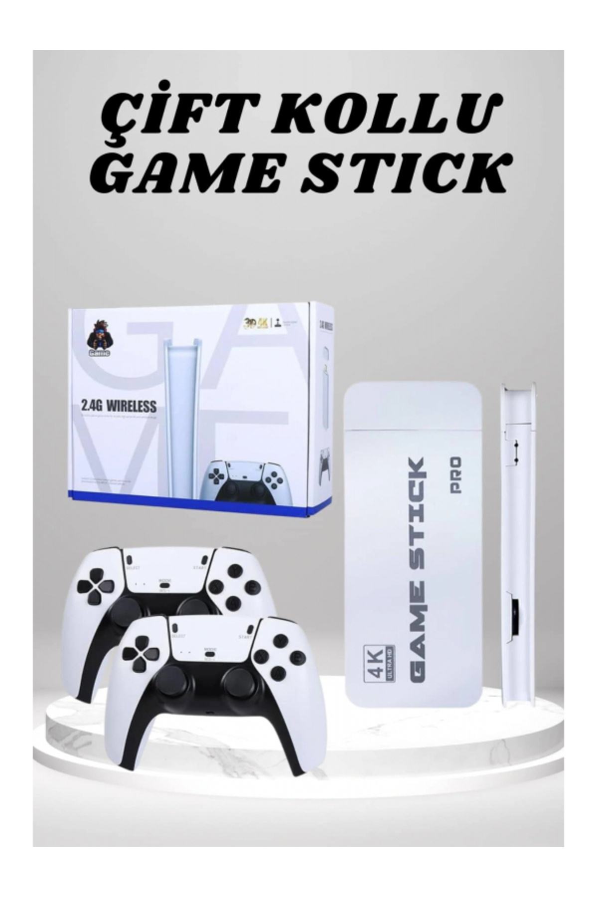 SELFBUYSELL 4k Hd Görüntü Kaliteli Retro Game Stick 20000 Oyunlu Çift Kollu Beyaz Game Stick