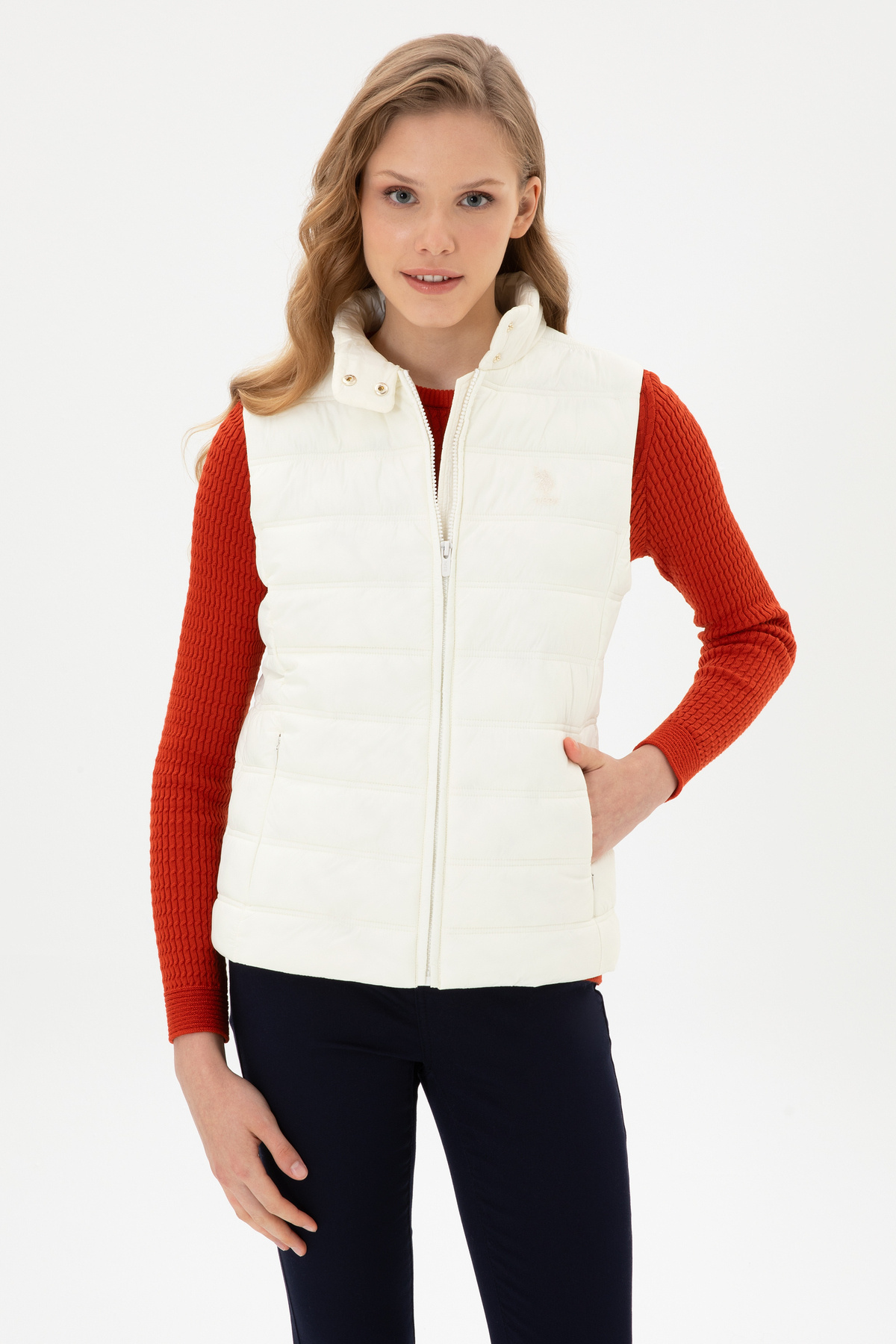 U.S. Polo Assn. Kadın Beyaz Yelek 50311989-VR256