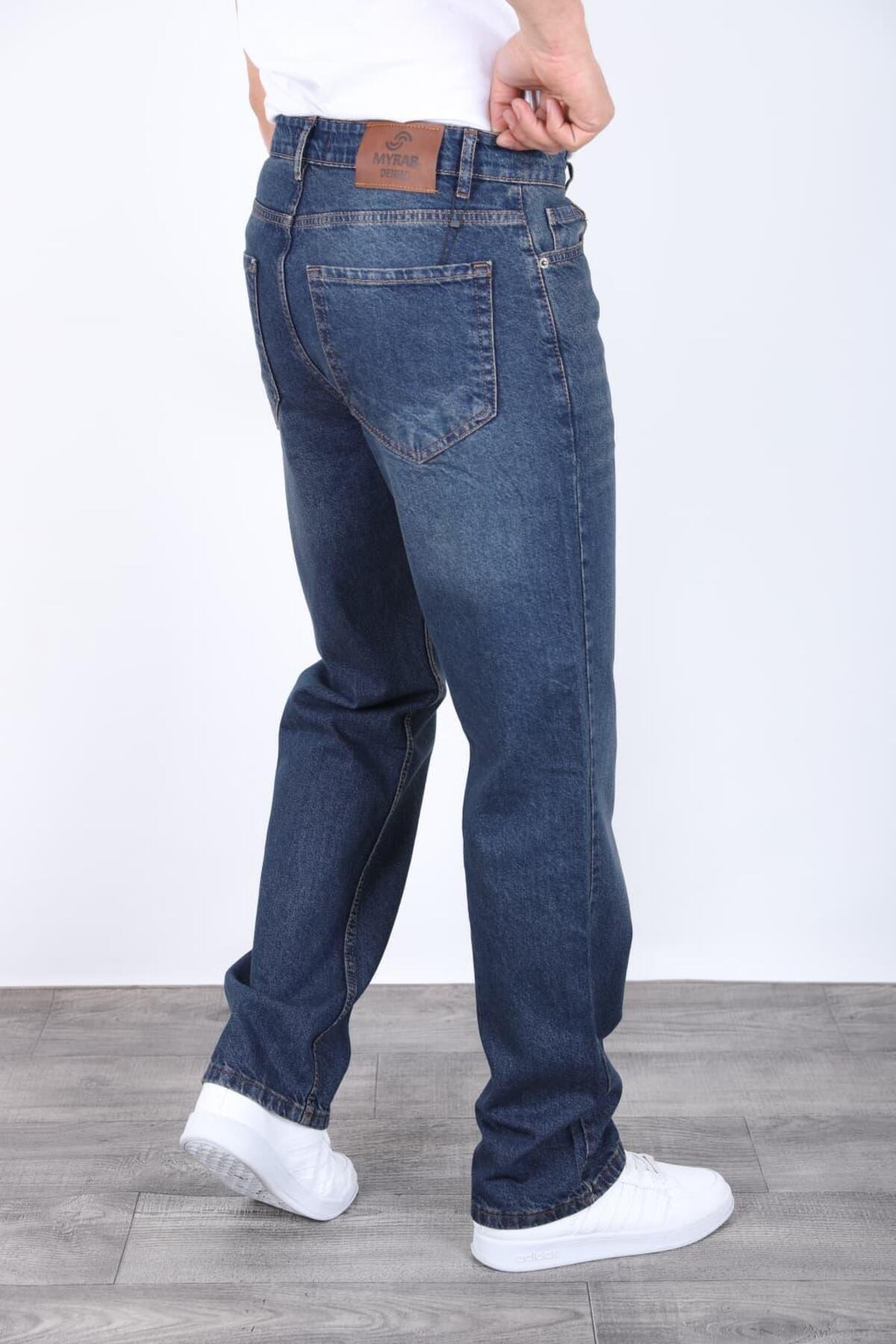 Genel Markalar  Erkek Tintli Baggy Kot Pantolon - Geniş Kalıp Günlük Rahat Denim Jean - Görsel 2