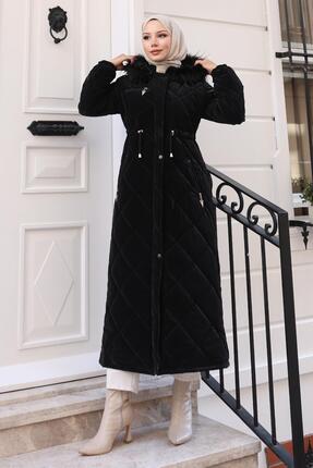 Missvalle Fermuarlı Kapşonlu Kapitone Mont Siyah 19277