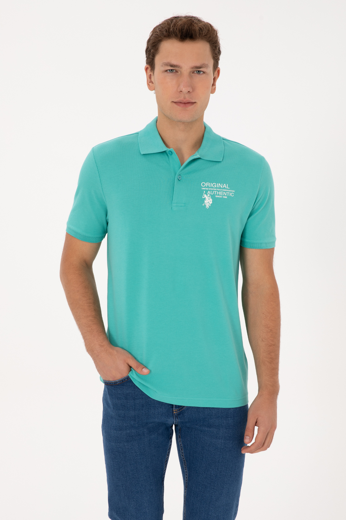 U.S. Polo Assn. Men's Mint Regular Fit Polo Neck T-Shirt 50324903-Vr090
