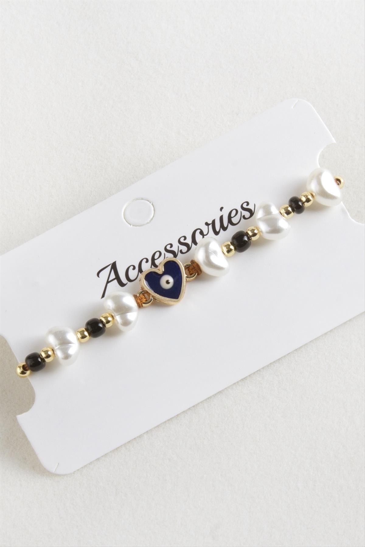 fantastik store Kalp Boncuk İnci Makrome İp Bileklik