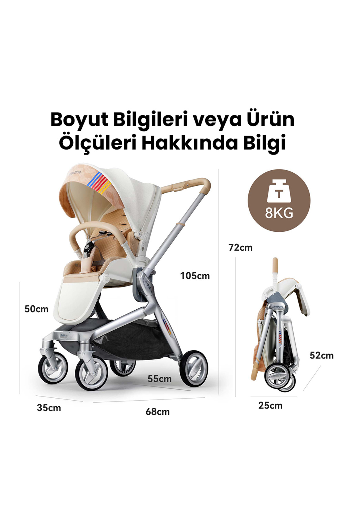 BeBeBus Art+ Pro Bebek Arabası Gold (Türkiye Garantili) fotoğrafı 6 (önizleme)