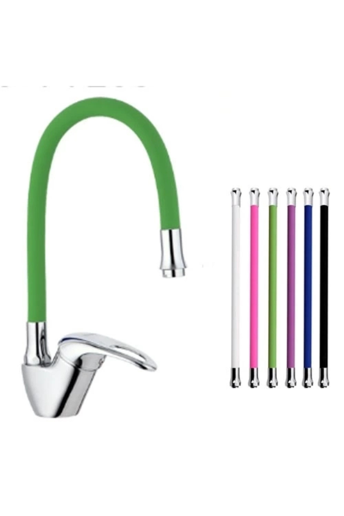 BYDNZ SHOP Mix Kuğu Mutfak Evye Bataryası Renkli Oynar Başlıklı Yeşil