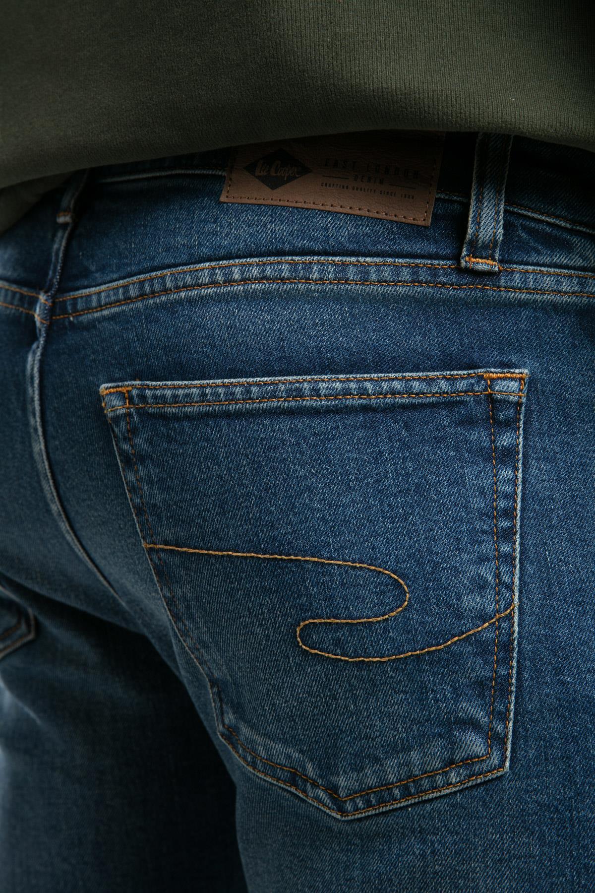 Lee Cooper Harry Orta Bel Düz Kesim Düz Paça Erkek Jean Pantolon Hancock Mid Blue görsel 5