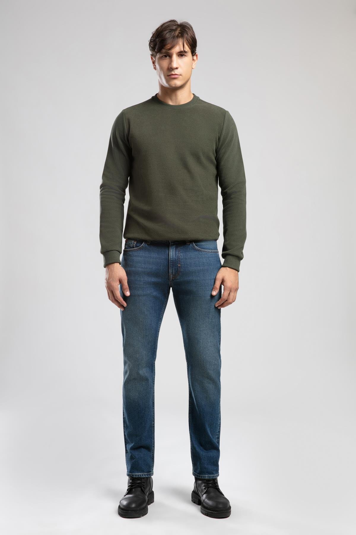 Lee Cooper Harry Orta Bel Düz Kesim Düz Paça Erkek Jean Pantolon Hancock Mid Blue