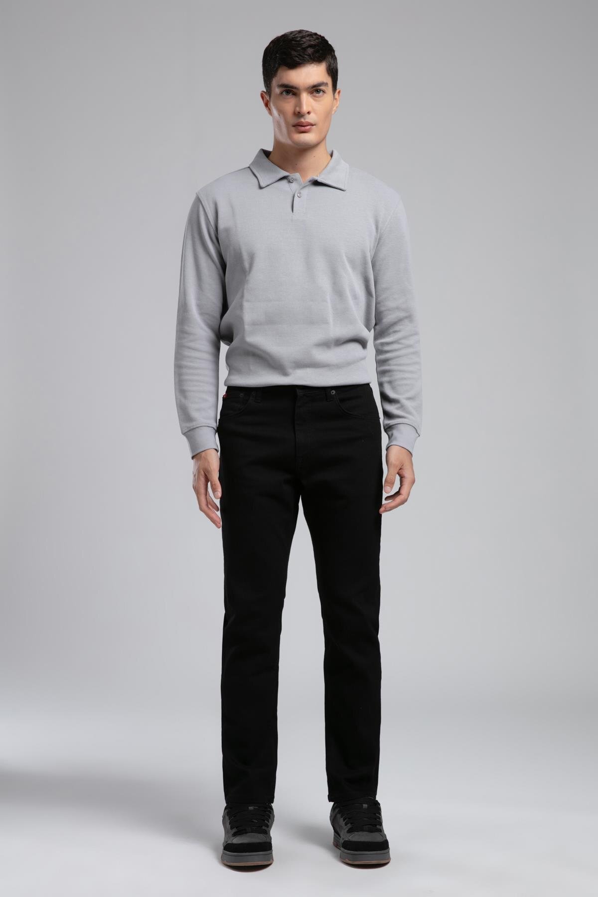 Lee Cooper  Ricky Yüksek Bel Düz Kesim Düz Paça Siyah Erkek Jean Pantolon