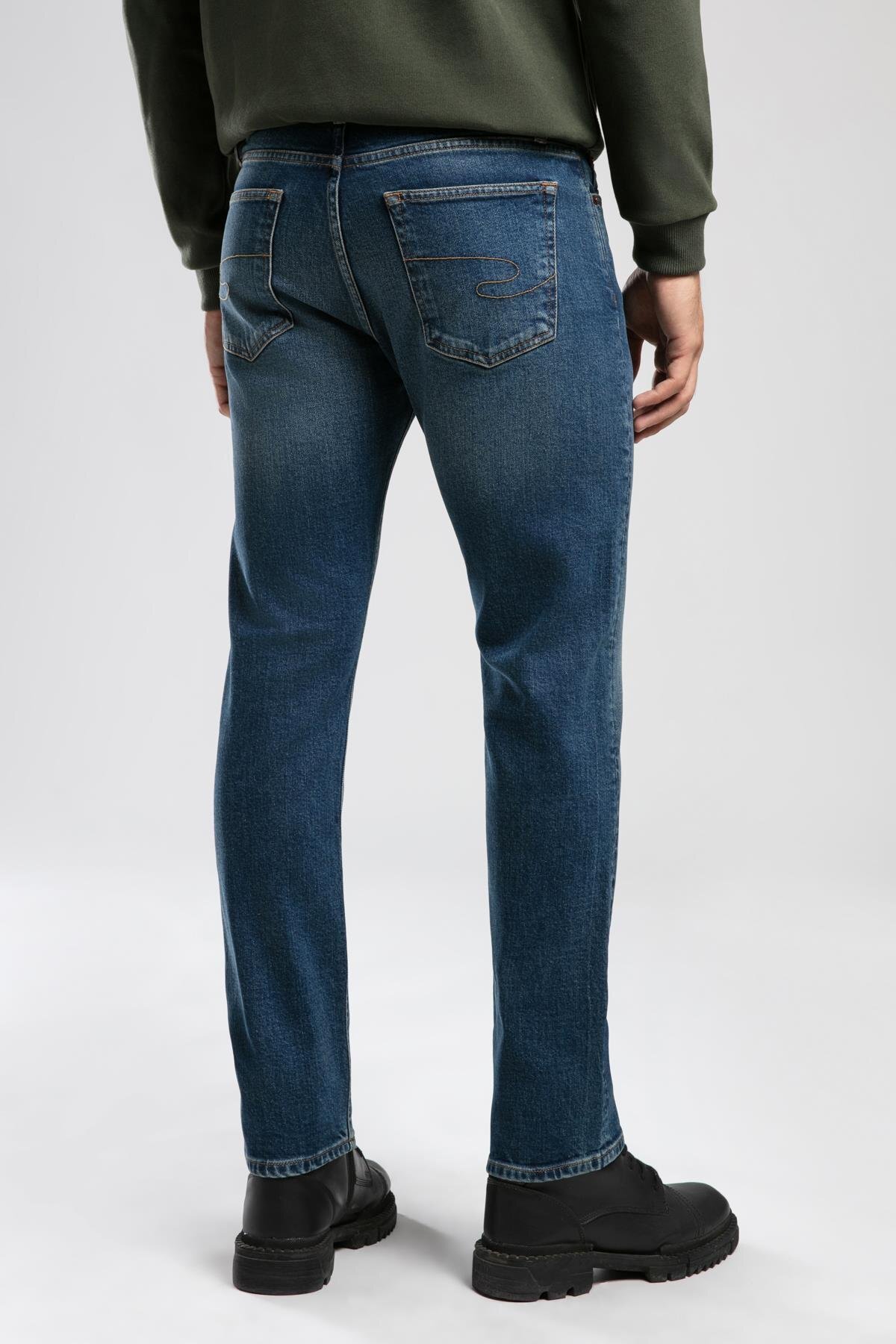 Lee Cooper Harry Orta Bel Düz Kesim Düz Paça Erkek Jean Pantolon Hancock Mid Blue görsel 4
