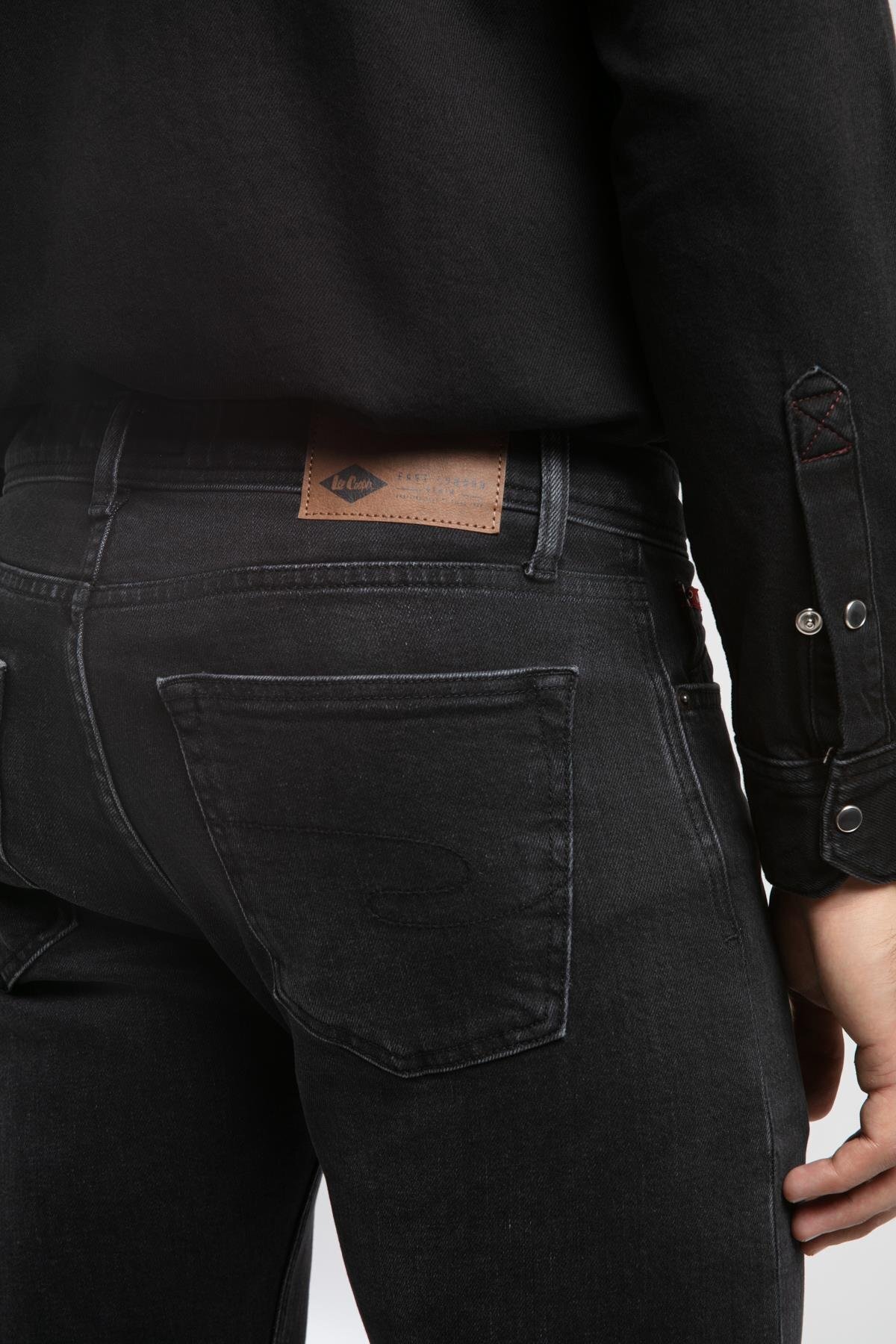 Lee Cooper  Harry Orta Bel Düz Kesim Düz Paça Siyah Erkek Jean Pantolon - Görsel 4