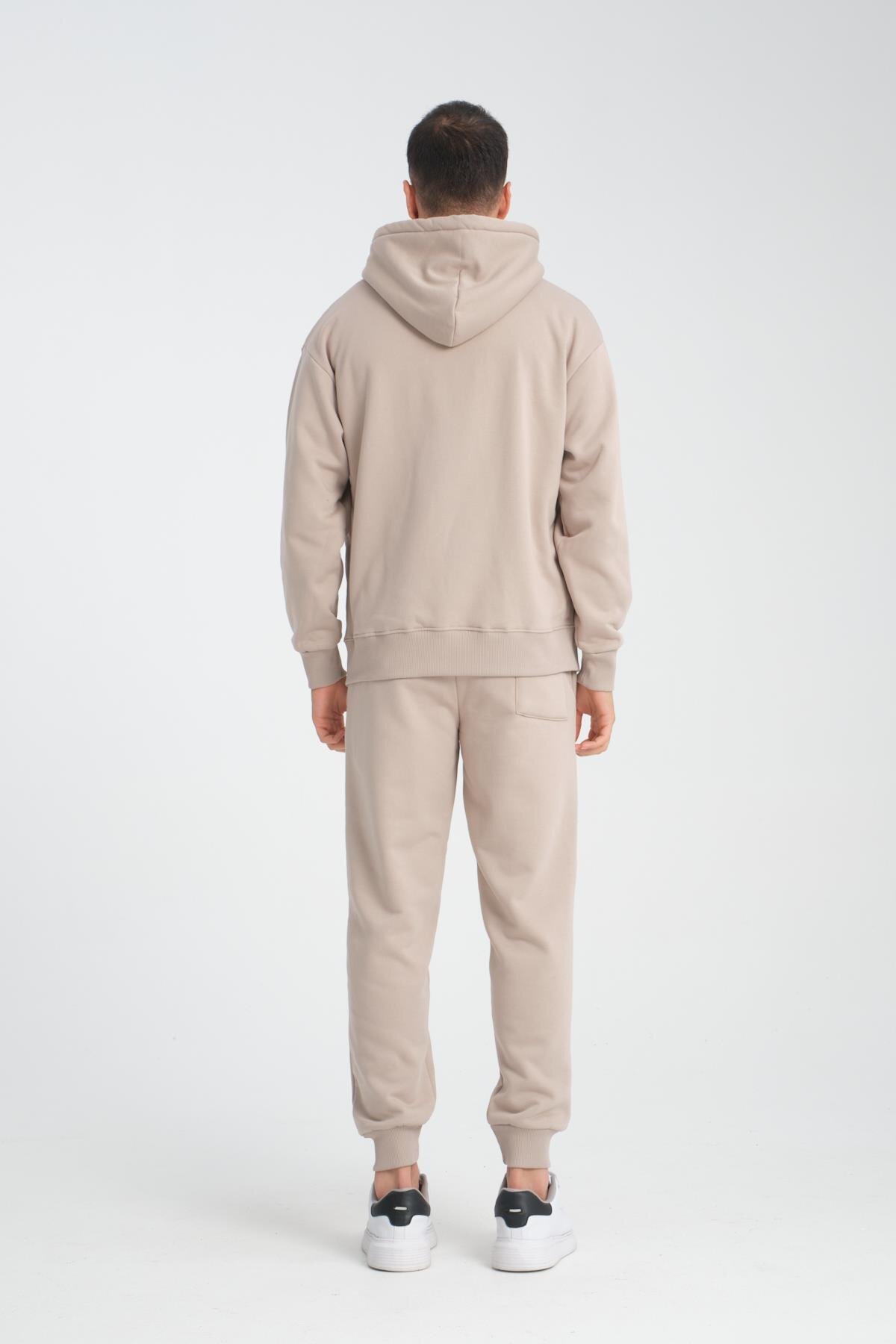 Valiberta İçi Peluş Üç İplik Kumaş Oversize Fermuarlı Kapüşonlu Sweatshirt - Kum Beji görsel 7