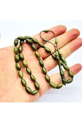 tesbihpasaji Usta İşçilikli Arpa Kesim Yeşil Pelesenk Ağacı Tesbih