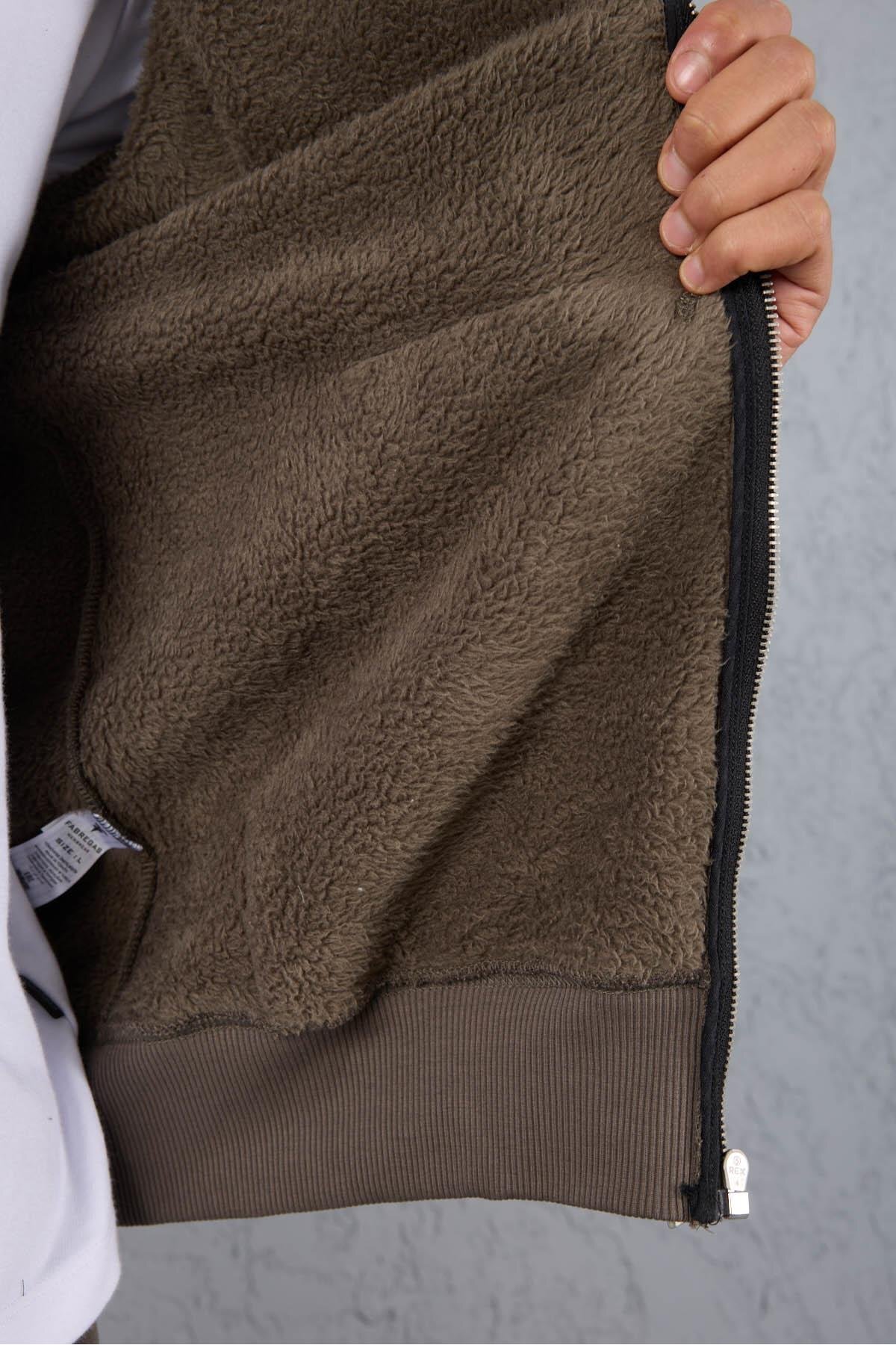 Valiberta İçi Peluş Üç İplik Kumaş Oversize Fermuarlı Kapüşonlu Sweatshirt - Kapari görsel 5