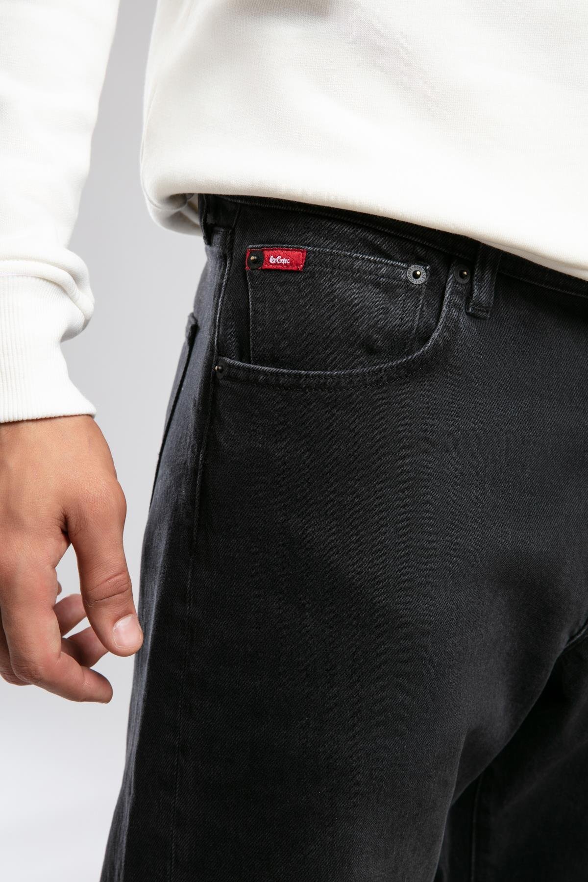 Lee Cooper  Ricky Erkek Hıgh Rıse Straıght Rahat Kesim Yüksek Bel Düz Paça Jean Pantolon Siyah - Görsel 4
