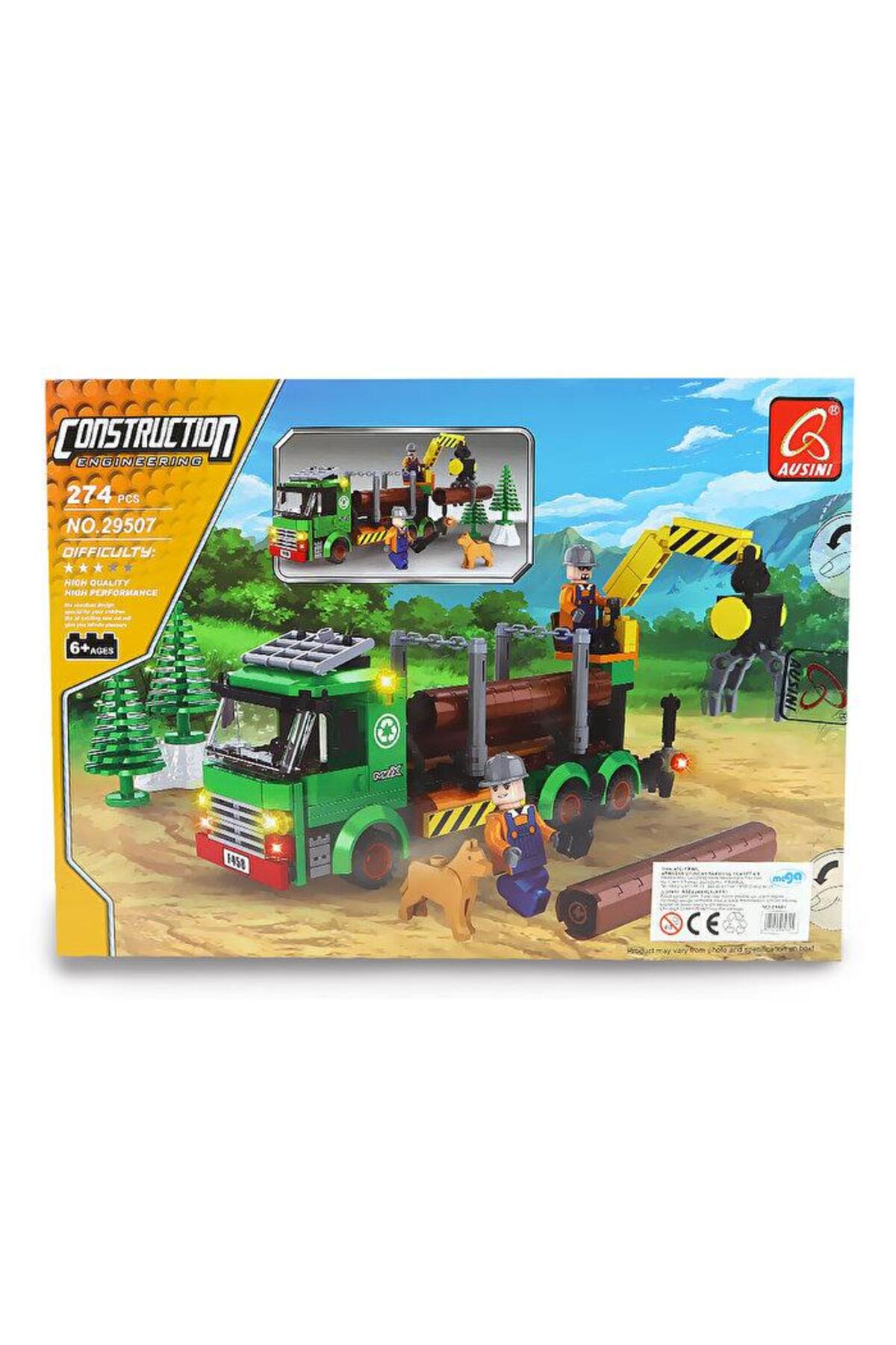مجموعه ۲۷۴ قطعه‌ای بلوک ساختمانی مهندسی ساخت‌وساز، قطع درخت، کامیون
