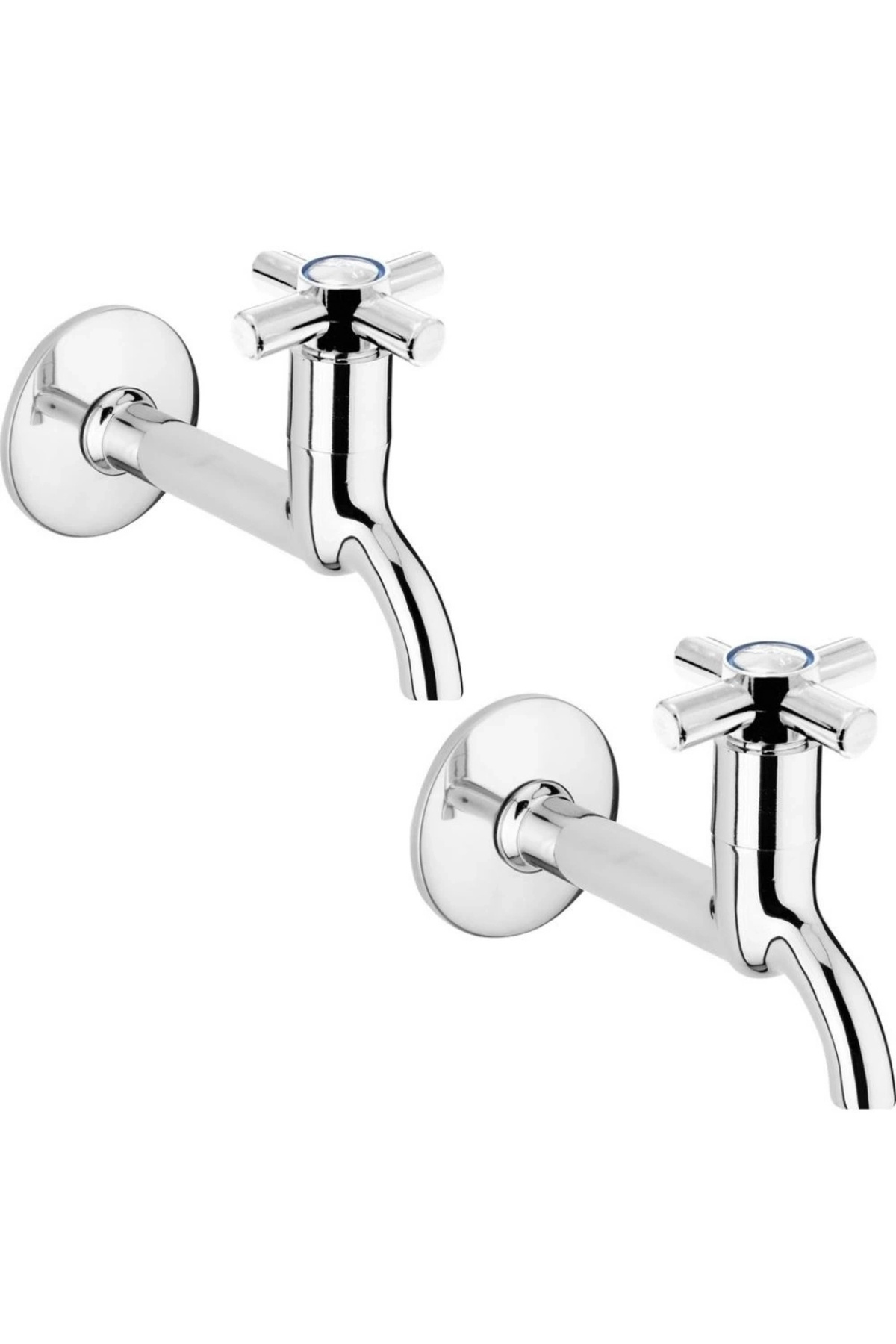 BYDNZ SHOP 2li Artı Aç Kapa 4 Kollu Krom Çevirveli Musluk Duvardan Tek Girişli