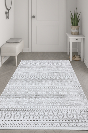 Ayduran Halı Classi C0010A Gri Dokuma Kaymaz Taban Saçaklı Salon Mutfak Korid...