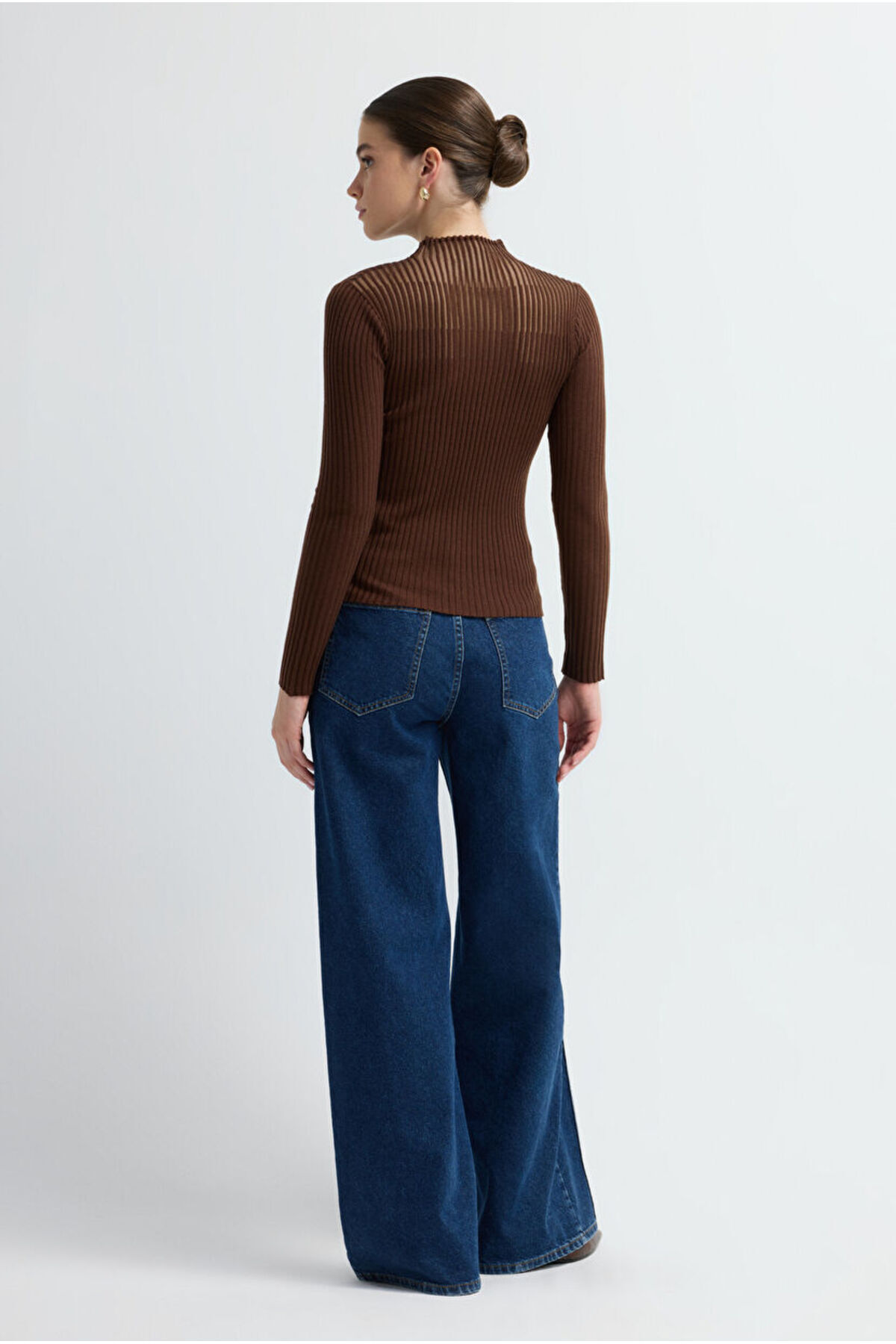 adL  Şeffaf Örgülü Triko Kazak - Görsel 5