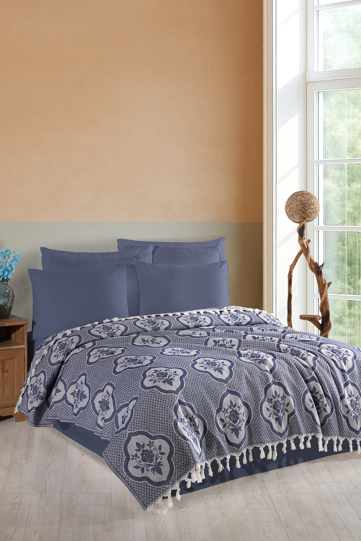 Multipurpose Quilting Set Double Rose Navy Blue (3 Pieces)