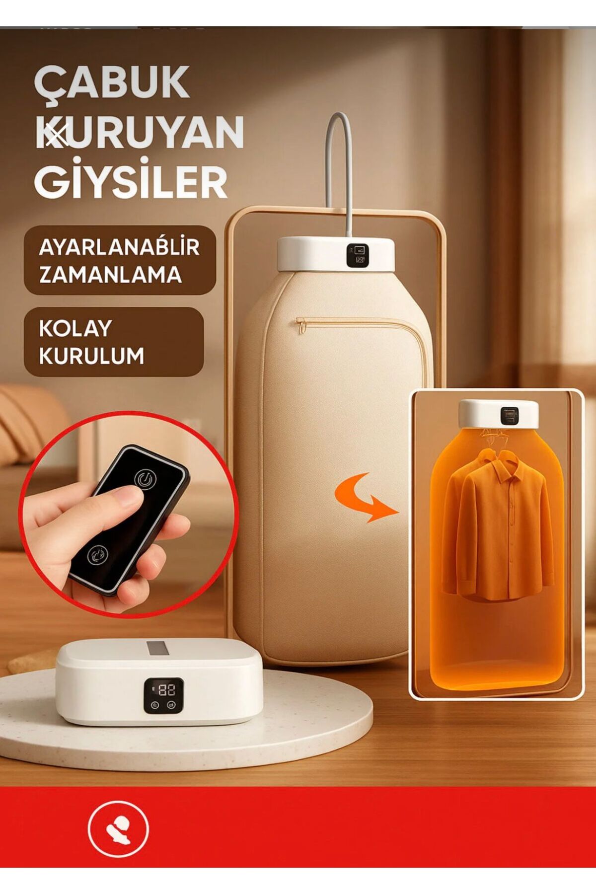 ATLT ATLANTİS UV IŞINLI TAŞINABİLİR ELBİSE KURUTUCU PORTATİF ASKILI KATLANABİLİR ÇAMAŞIR KURUTMA MAKİNESİ