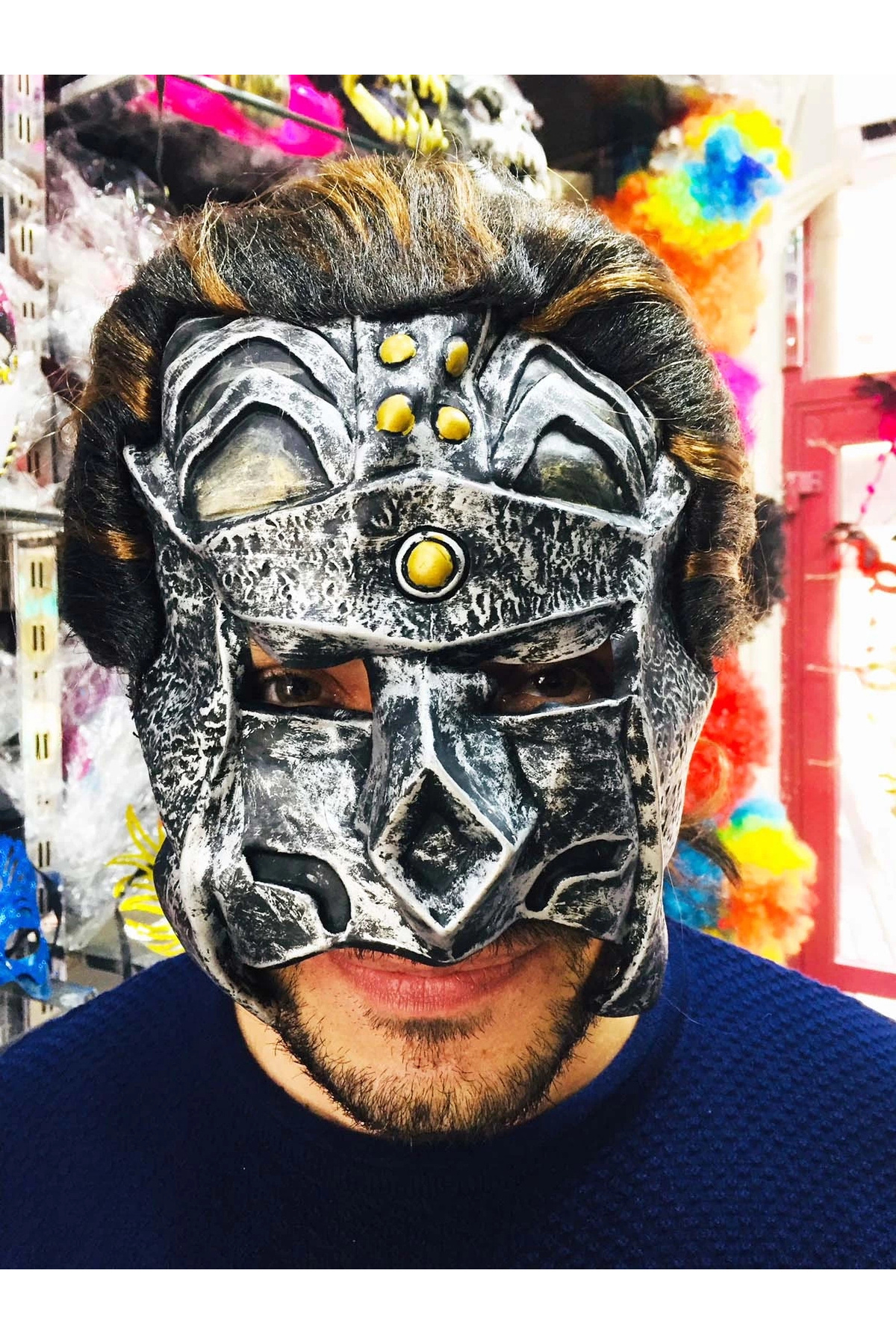 YNT İthalat Lateks Savaşçı Maskesi Terminatör Maskesi Saçlı