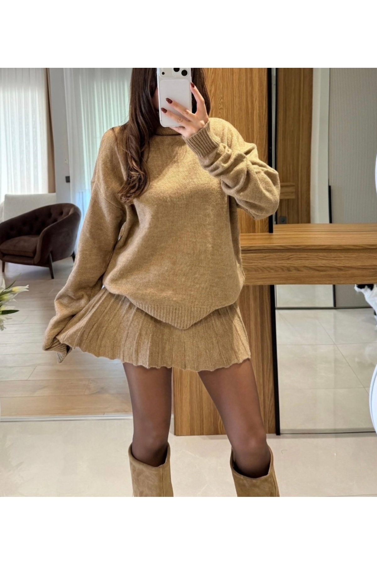 PINARKAYASTYLE Triko Etek Kazak Takım