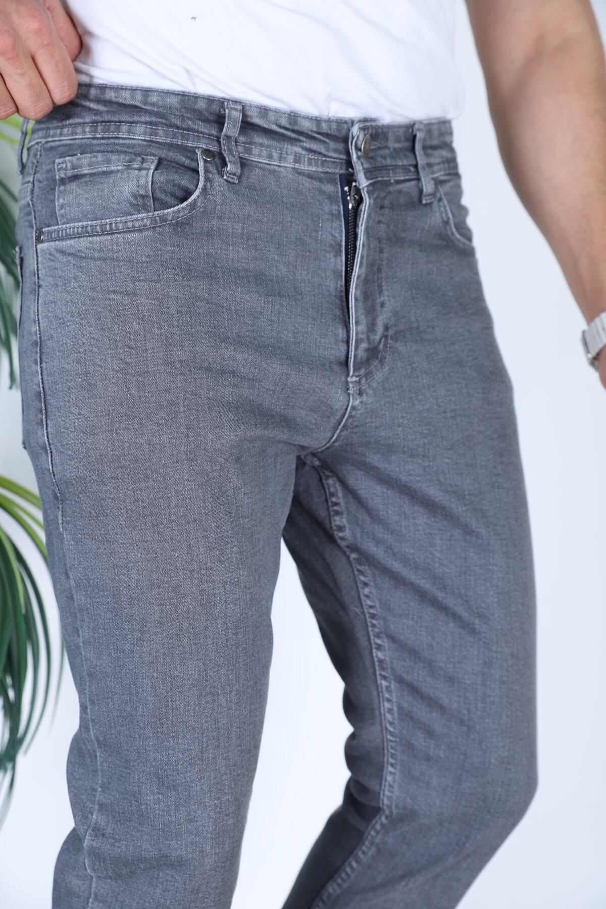 Siyah İz  Erkek Gri Regular Fit Likralı Esnek Kot Pantolon Denim Jean Günlük Casual Model - Görsel 2