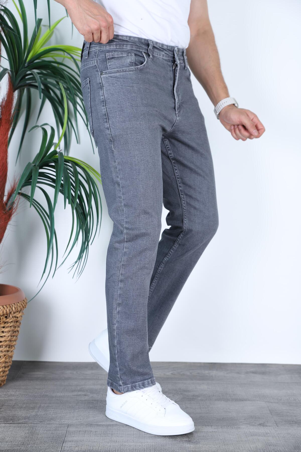 Siyah İz  Erkek Gri Regular Fit Likralı Esnek Kot Pantolon Denim Jean Günlük Casual Model - Görsel 3