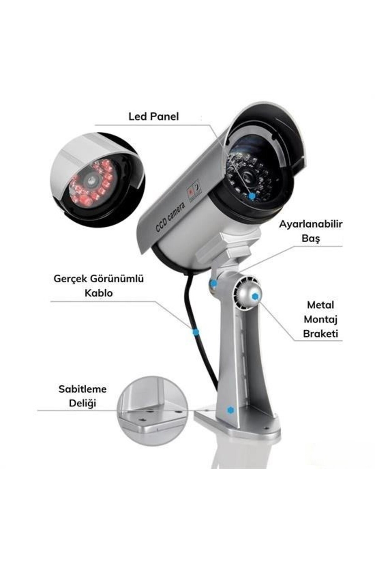 MyTechCat ® Gerçekçi Güvenlik Kamerası %100 Görünümlü - İç & Dış Mekan