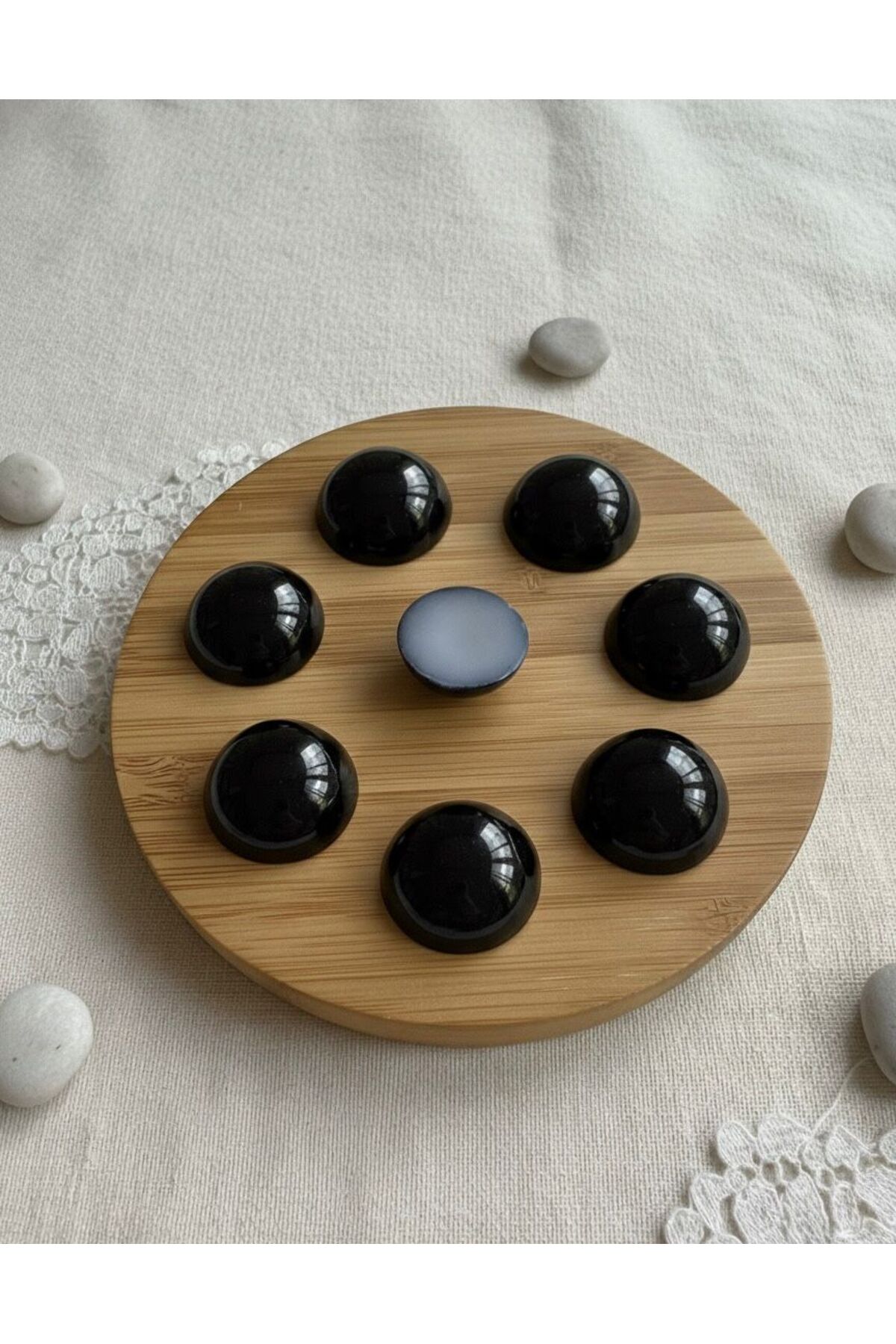 Acrylic Black Half Pearl 8 mm 100 Pieces B:76