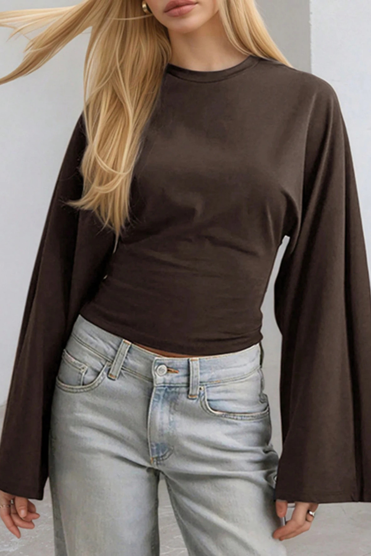 Tarz Cool  Kadın Uzun Kollu Belden Oturtmalı Bluz - Görsel 3