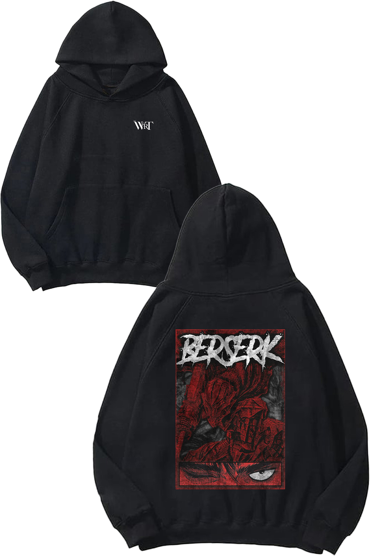 THEWERT Berserk Eye Poster Design Back Printed Black Hooded Sweatshirt