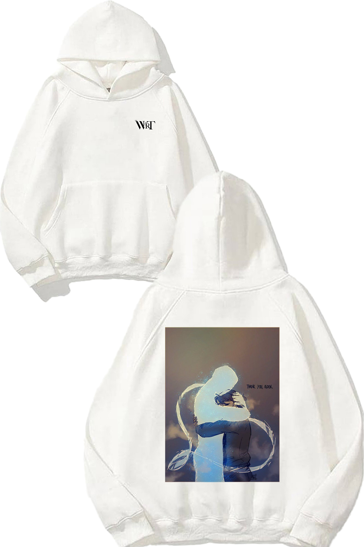 THEWERT Beyond Two Souls Aiden Design Back Printed White Hooded Sweatshirt