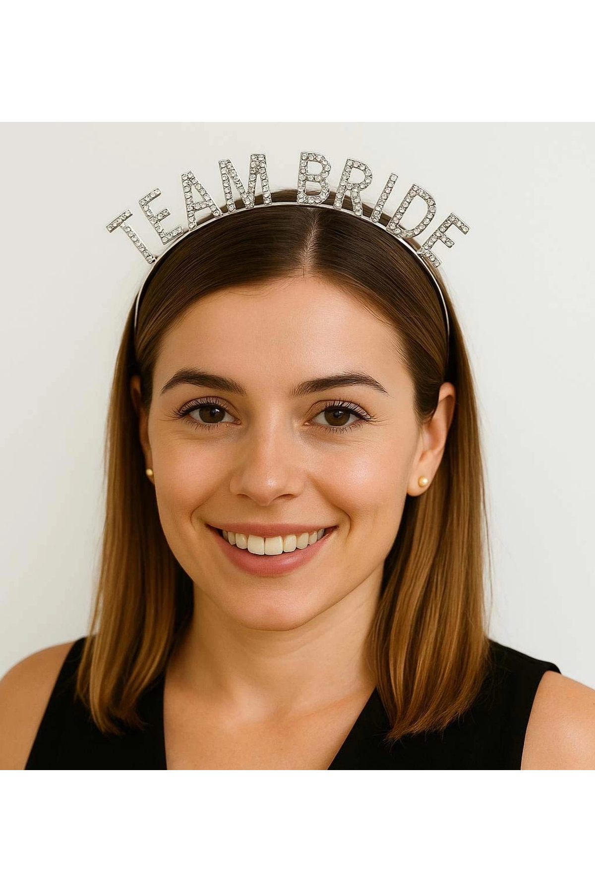 BYDNZ SHOP Gümüş Renk Team Bride Taç Plastik – Gelin ve Nedime Tacı