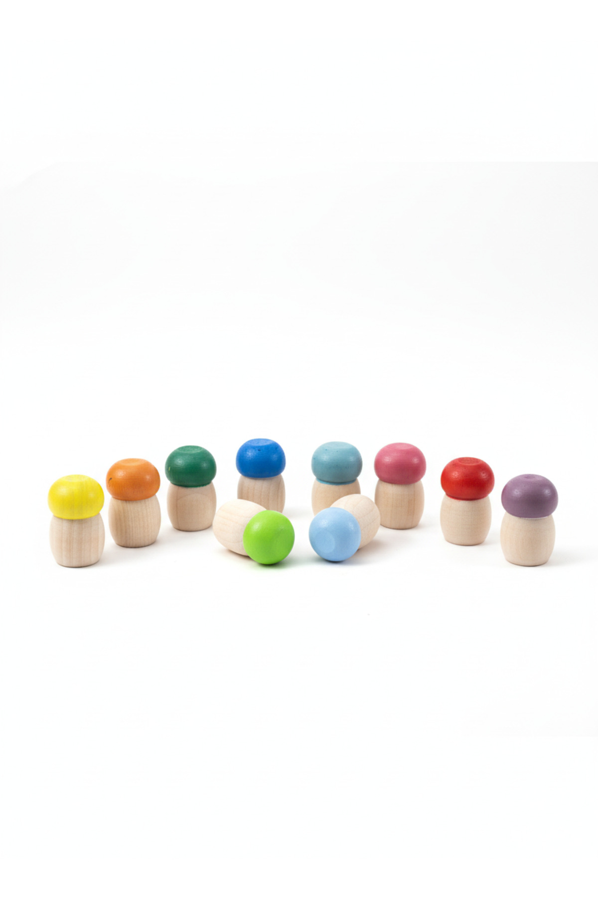 Wooden Toy Mushroom Set – 10 Colors / Handmade Natural Educational Toy