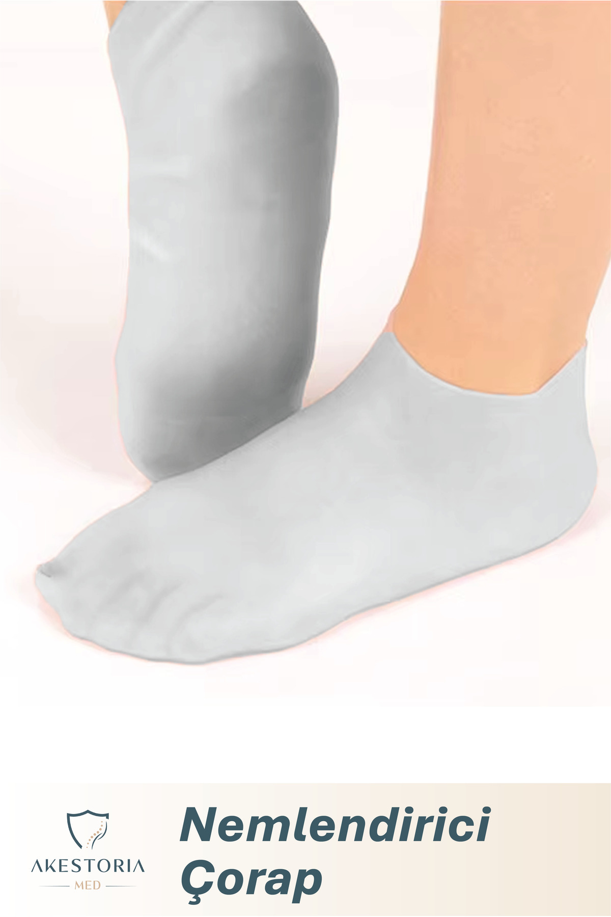 Akestoria Med Silikon Nemlendirici Topuk Çorabı , Ayak Bakımı Çorap Beyaz