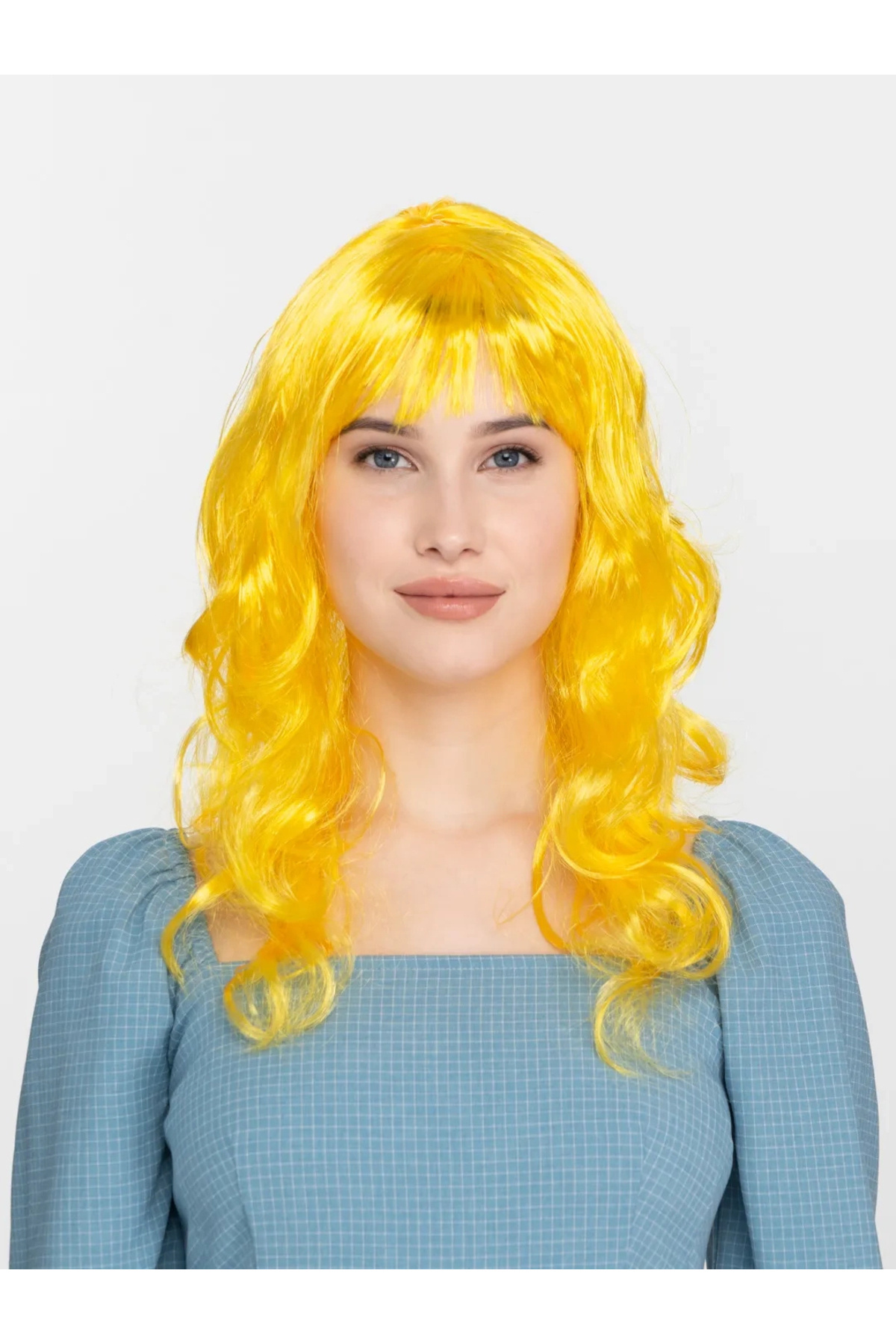 BYDNZ SHOP Sarı Renk Uzun Dalgalı Parti Peruğu