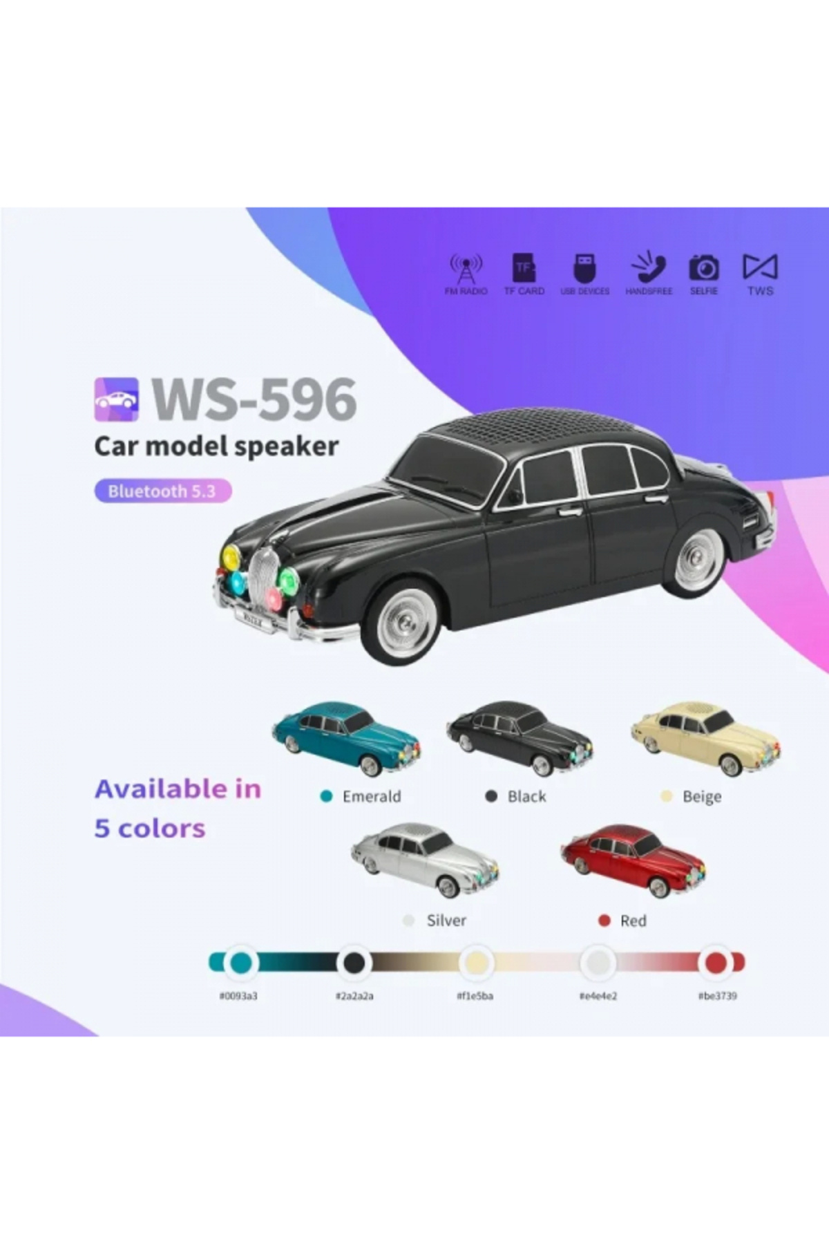 SELFBUYSELL WS-596 Araba Görünümlü Kablosuz Bluetooth Hoparlör Siyah (5324)