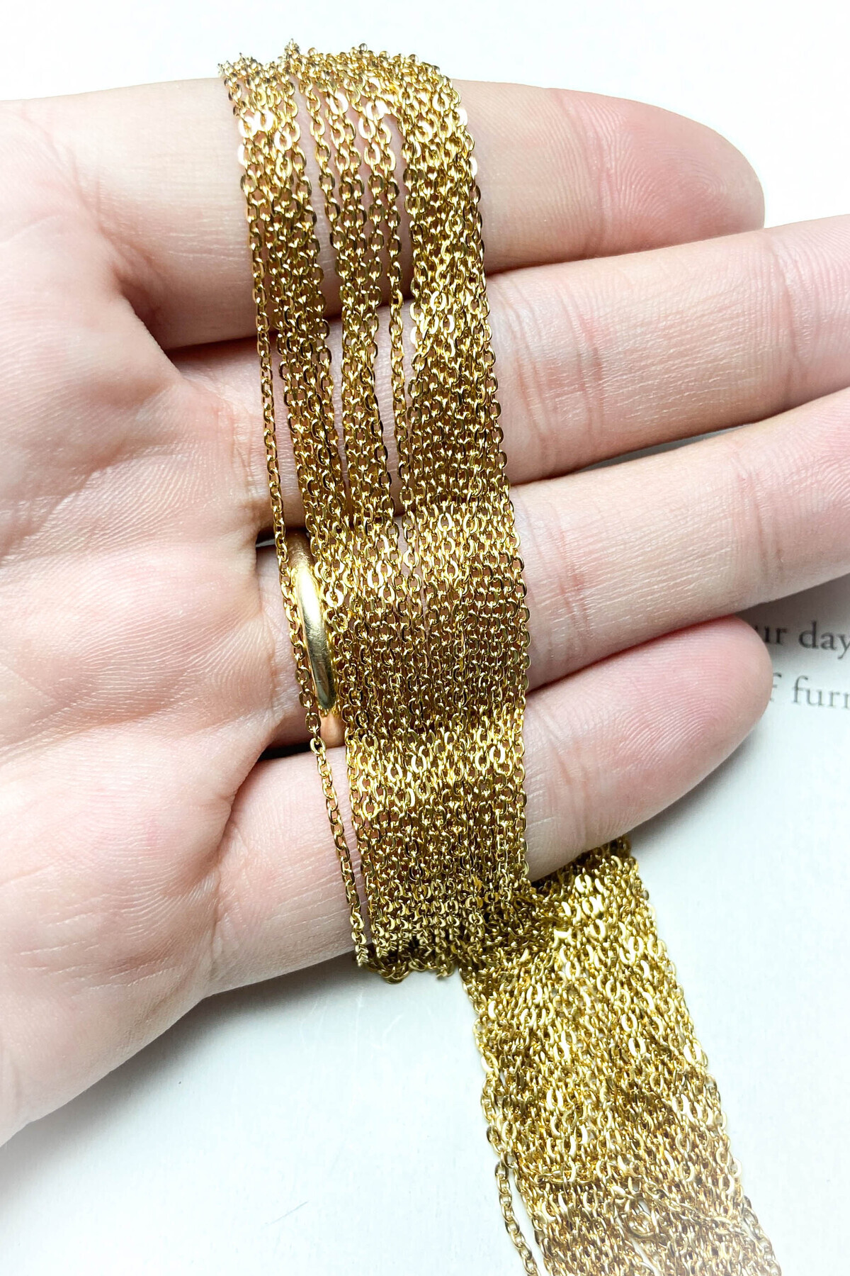 roshel 1 Adet - Toptan SF Zincir Gold Renk Çelik Kolye Zinciri 45 + 5 Cm