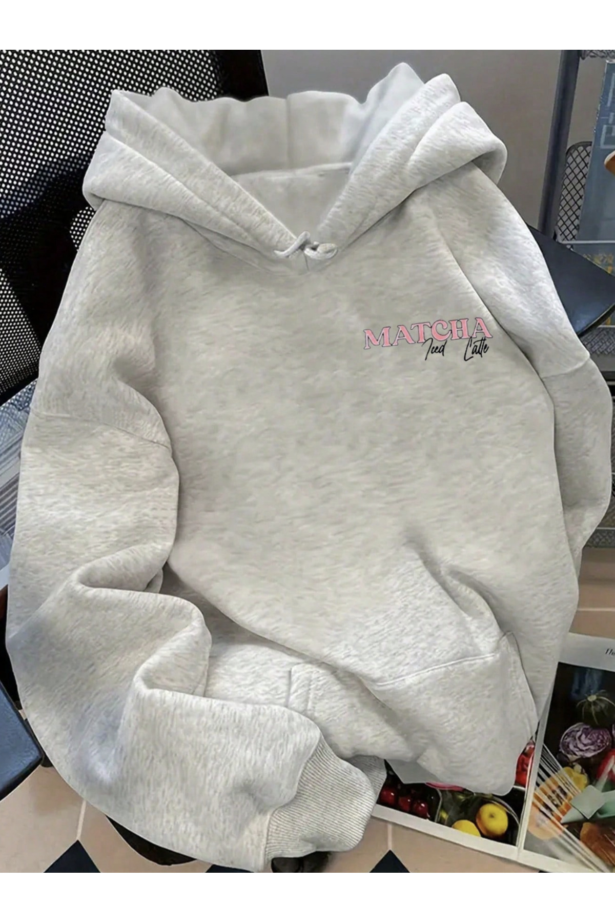 COHERENT  Unisex Erkek/Kadın Renkli MATCHAG Özel Baskılı Pamuklu Oversize Kapüşonlu Sweatshirt - Görsel 2