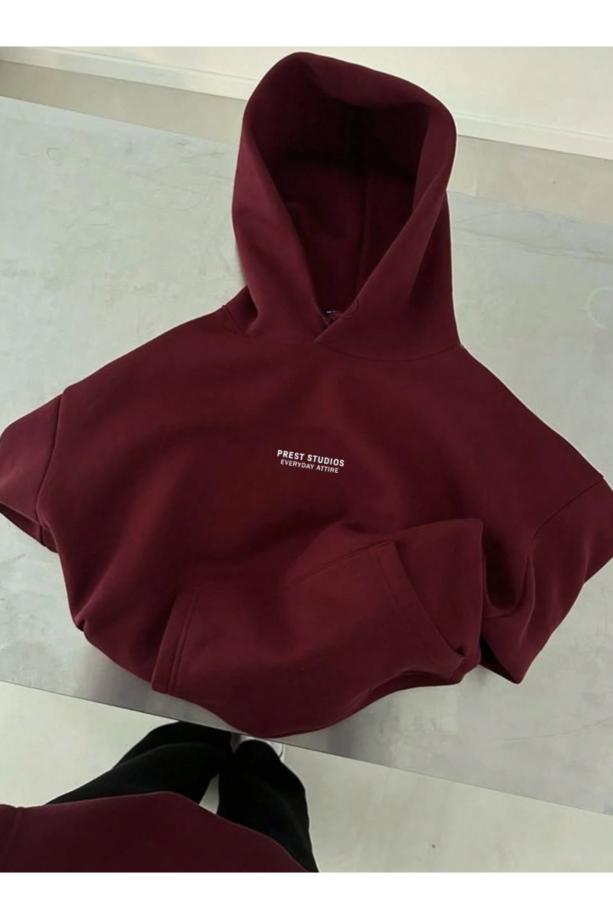 COHERENT  Yeni Sezon - Unisex Erkek/Kadın Renkli PREST Özel Baskılı Pamuklu Oversize Kapüşonlu Sweatshirt