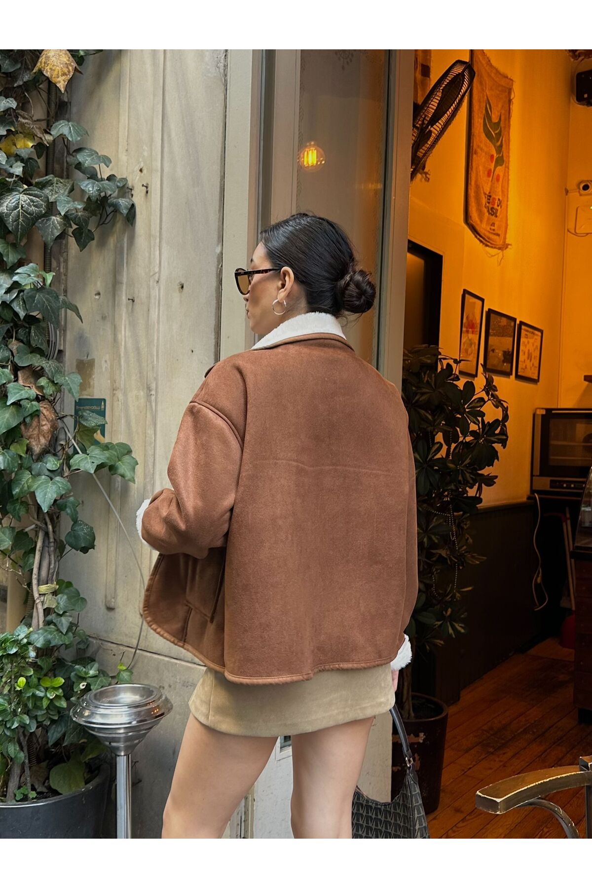 ZTO  KADIN GENİŞ KESİM SÜET MONT - Görsel 3