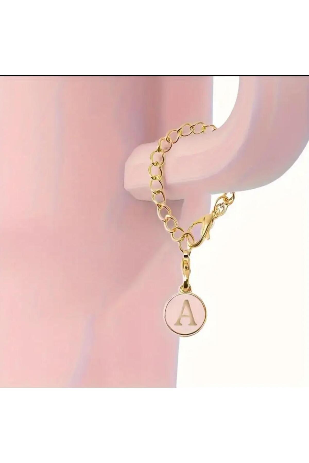 alisa A Harfi Termos Uyumlu Pembe Charm Aksesuar Sallantılı Süs