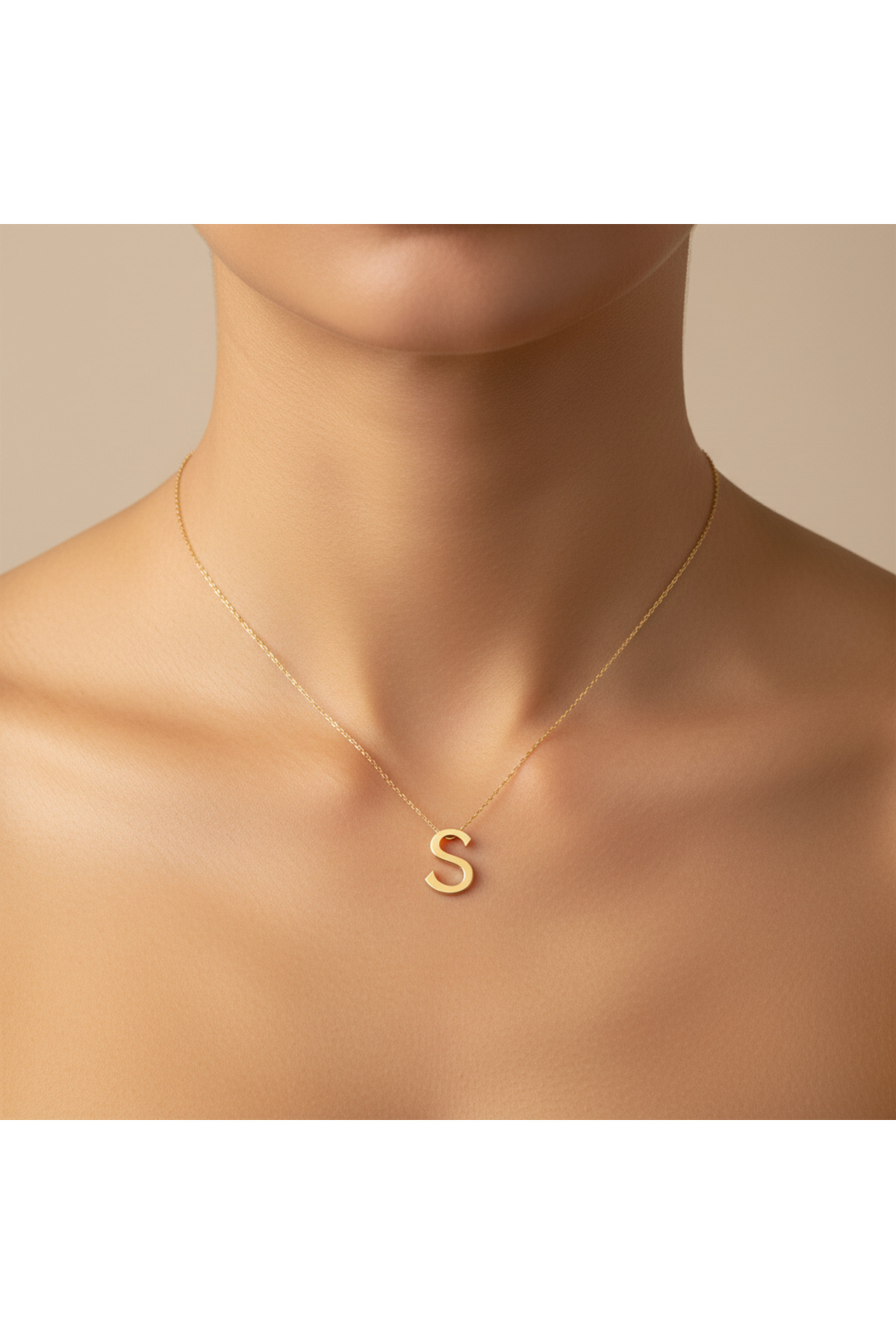 TabiTela 14 ayar altın kolye ucu "S"harfi GM657 1 gr