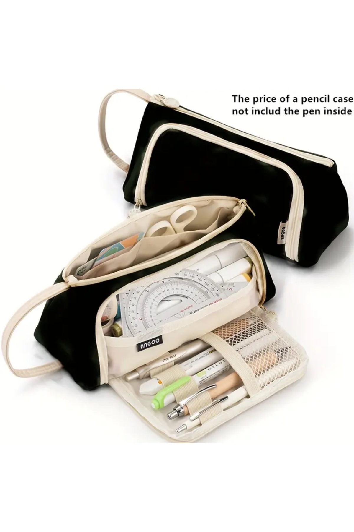 Kawaii Angoo Çok Fonksiyonlu Geniş Kapasiteli Kalemlik Siyah