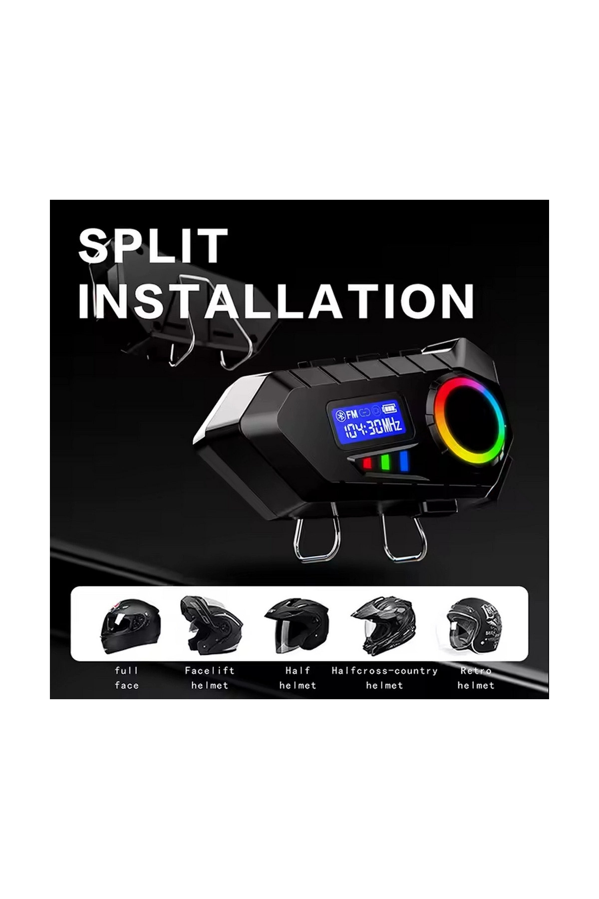 YNT İthalat Y30 Kask Kulaklık Bluetooth Motosiklet Kulaklık Rgb Radyolu Intercom