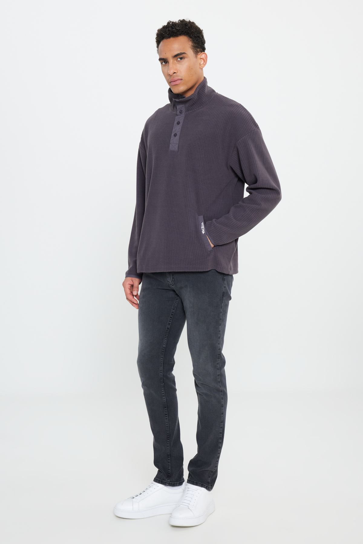 おおしま様 AC&Co / Altınyıldız Classics Koyu Gri Loose Fit Dik Bato Yaka
