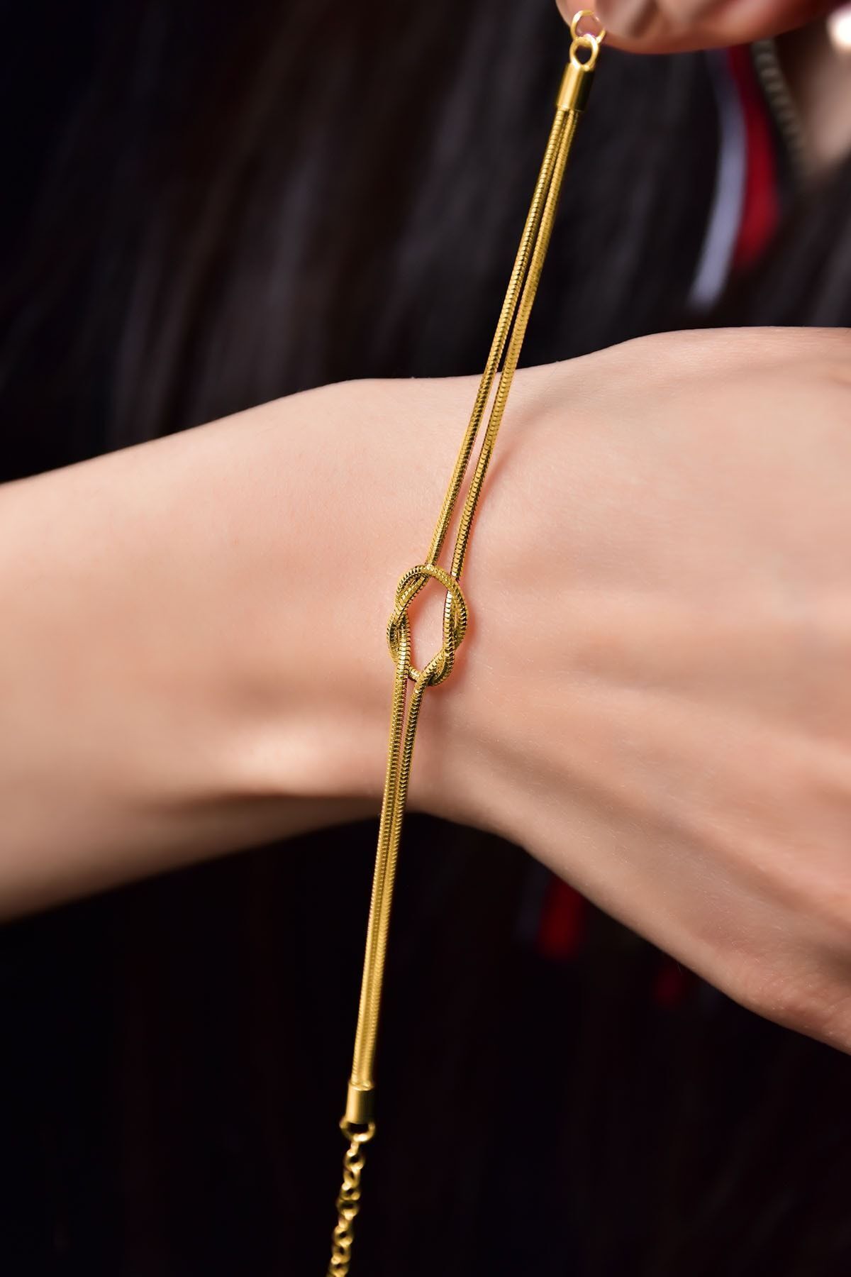 Flamingo 925 Ayar Gümüş Gold Kaplama Düğüm Bileklik