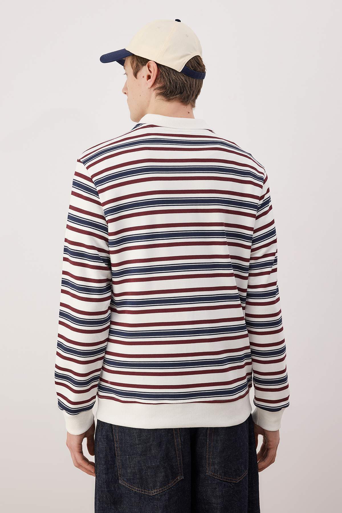 Trendyolmilla  Lacivert Regular/Normal Kesim Polo Yaka Örme Sweatshirt TMNAW26SW00054 - Görsel 4