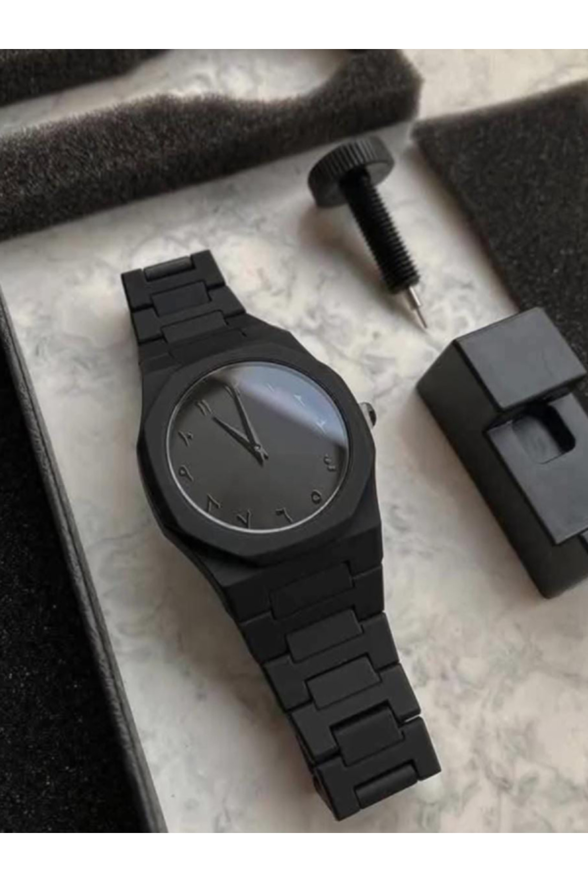 Store  Polikarbon Model Arapça Karbon Kadranlı Dubai Saati, , Kutulu ساعة الكربون - Görsel 6